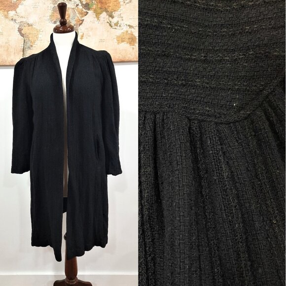 Vintage Jackets & Blazers - Vtg 60s long textured knit wool coat